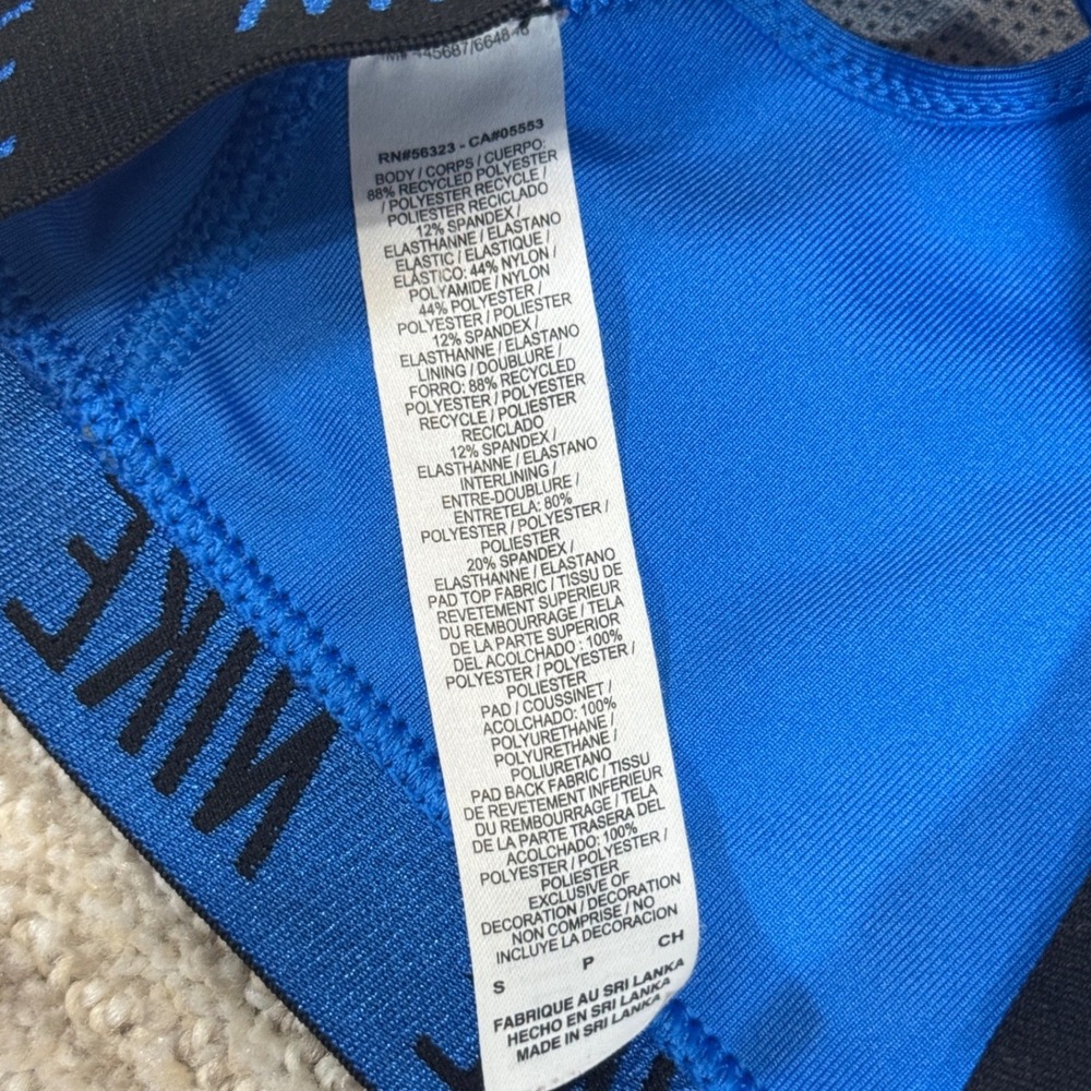 Nike Indy Logo Sports Bra Blue Black Cross Back Strappy Small BV3778-480 - Picture 4 of 5